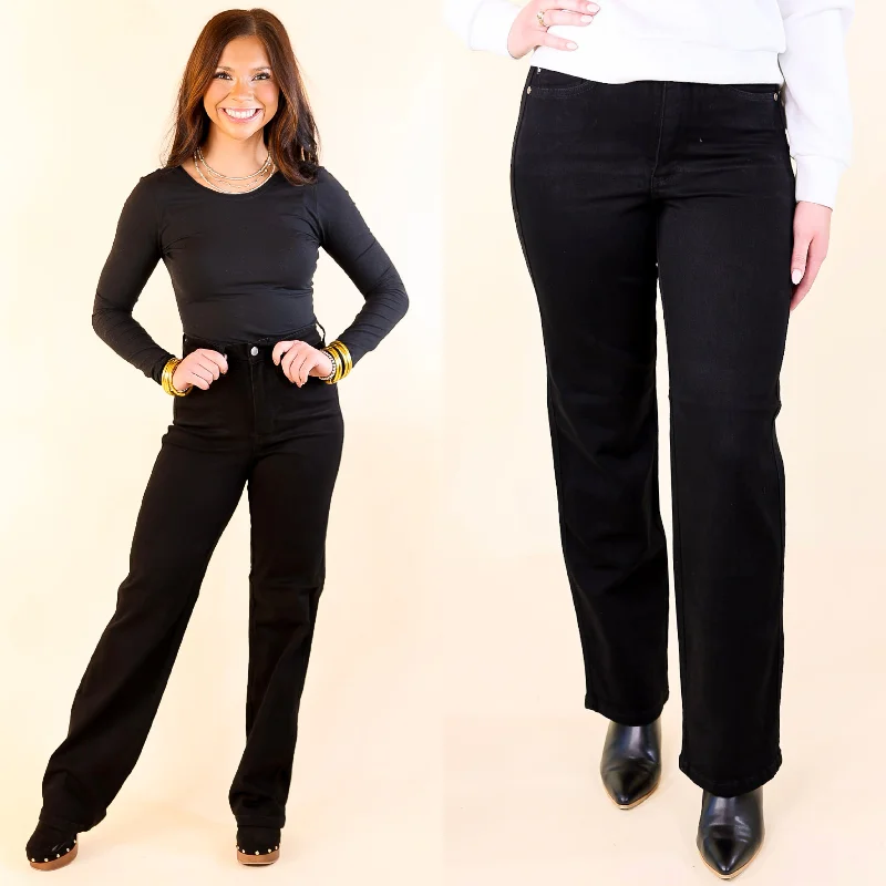 Judy Blue | Perfect Fit High Waisted Tummy Control Classic Straight Leg Jean in Black Flash Sale, Don't Miss