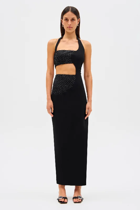 Misha Polina Crepe Diamanté Maxi Dress - Black Weekend Exclusive