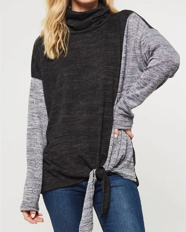 Color Block Knit Top In Charcoal/black Summer Fashion