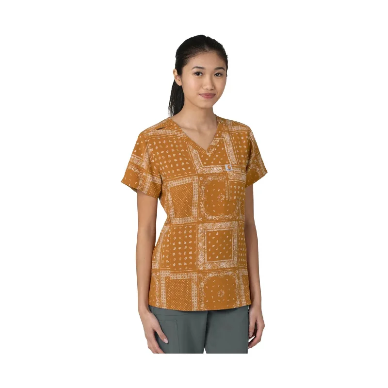 Carhartt Women's Print Tuck In Scrub Top - Bandana Stamp - ONLINE STORE CREDIT/EXCHANGE ONLY Casual Yet Stylish Separates