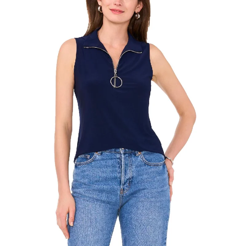 Womens Zip Front Mock Neck Shell Hot Trends