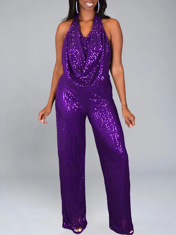 Sequin Halter Jumpsuit Chic Trends For The Fashion Savvy