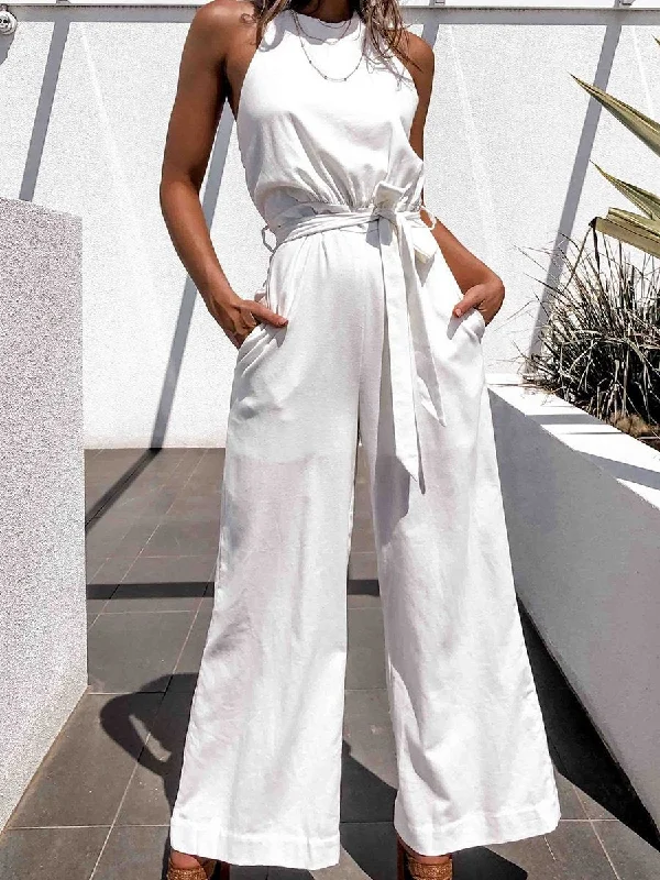 Wide Leg Straight High Waist Casual Jumpsuit Women's Urban Fashion