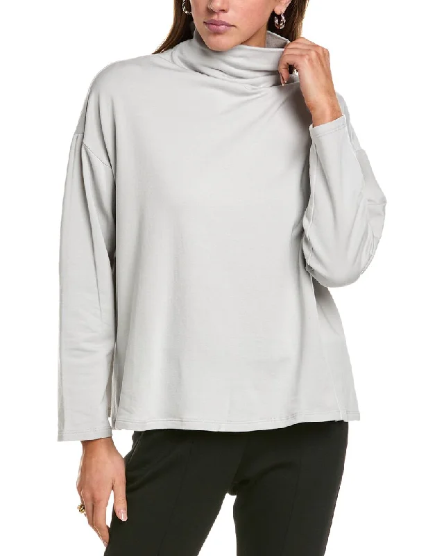 EILEEN FISHER Funnel Neck Box Top Romantic Flair