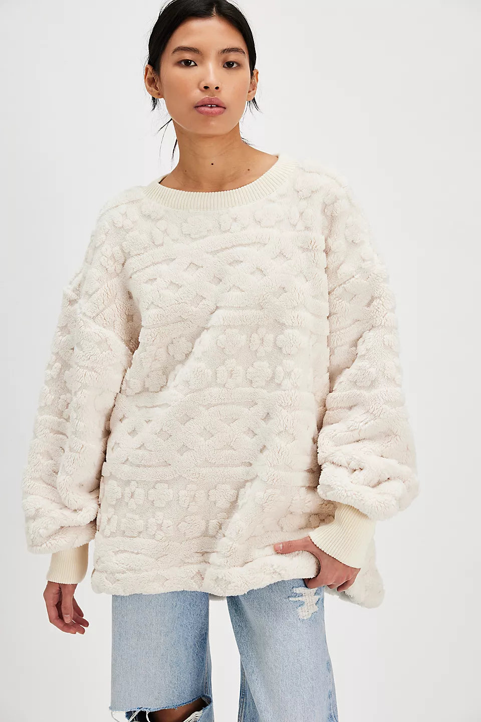 Free People Cable Knit Sweatshirt - IVORY COMBO Fashion Forward