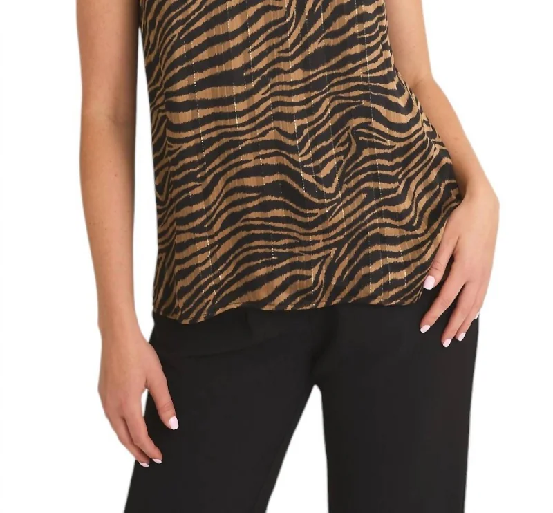 Halter Neck Animal Print Top In Black/taupe New Arrivals