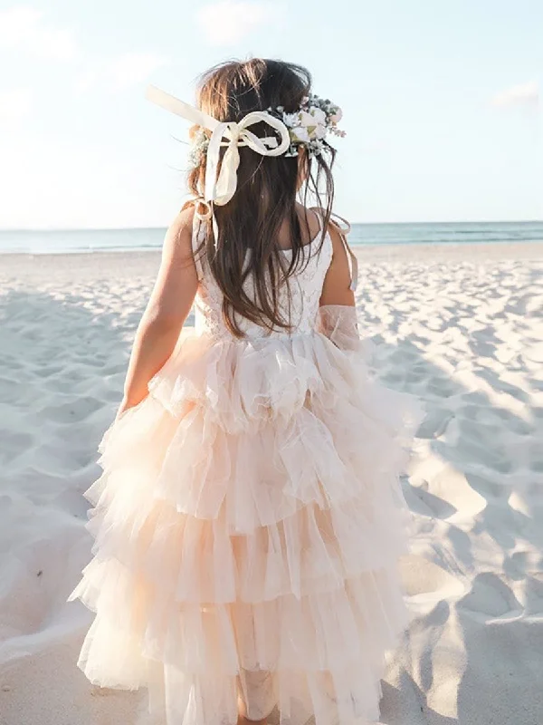 Multi-Layered Tulle Princess Flower Girl Dress with Spaghetti Straps Effortless Sophistication