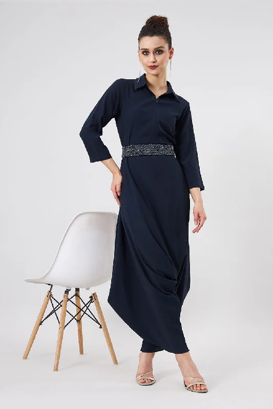 Navy Lounge Jumpsuit With Embellished Belt Browse Our Top Products