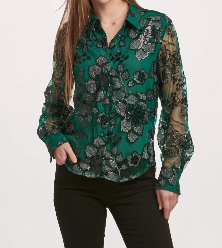 Gaia Top In Emerald Gardenia Trendy Street Style Attire