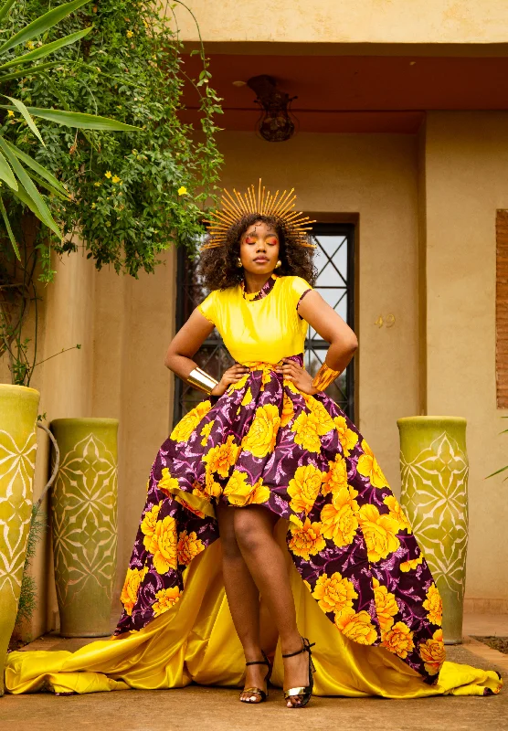 Raisa Ankara Maxi Dress | Yellow African Print Chic Style, Always In Vogue