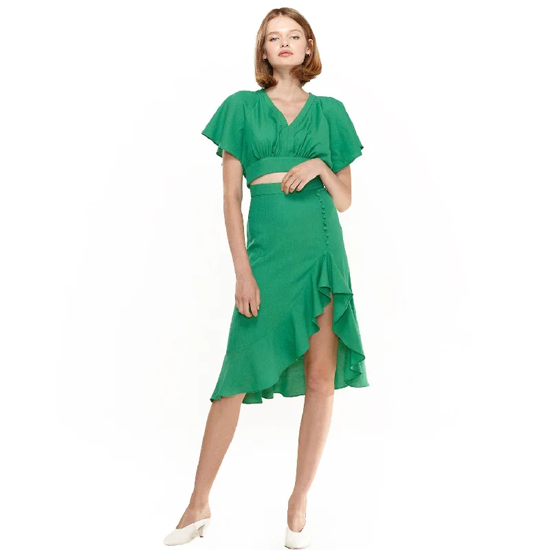 Women's Asymmetrical Hem Button Front Skirt Flash Sale Now