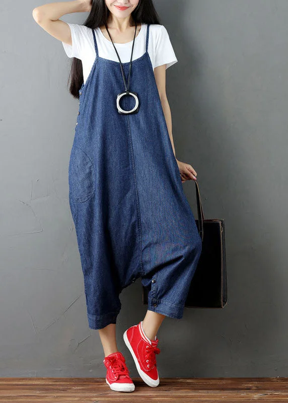 Plus Size Blue pockets harem pants Jumpsuits Spring Shop Sale Items