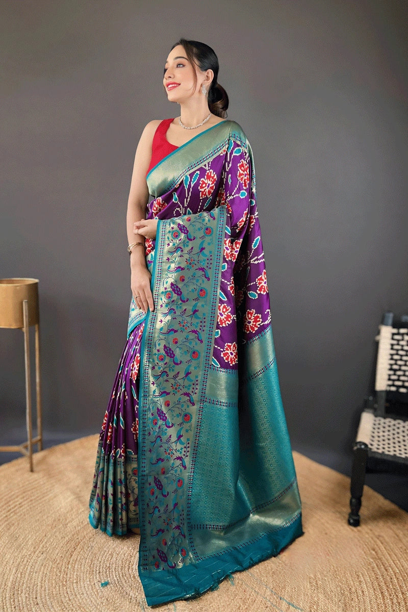 Purple Colour Silk Saree For Wedding Occasion Trend Forward Threads For Her