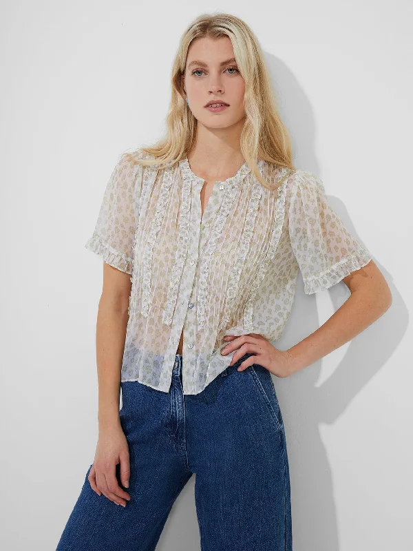 Doria Crinkle Ruffle Front Top Seasonal Fashion