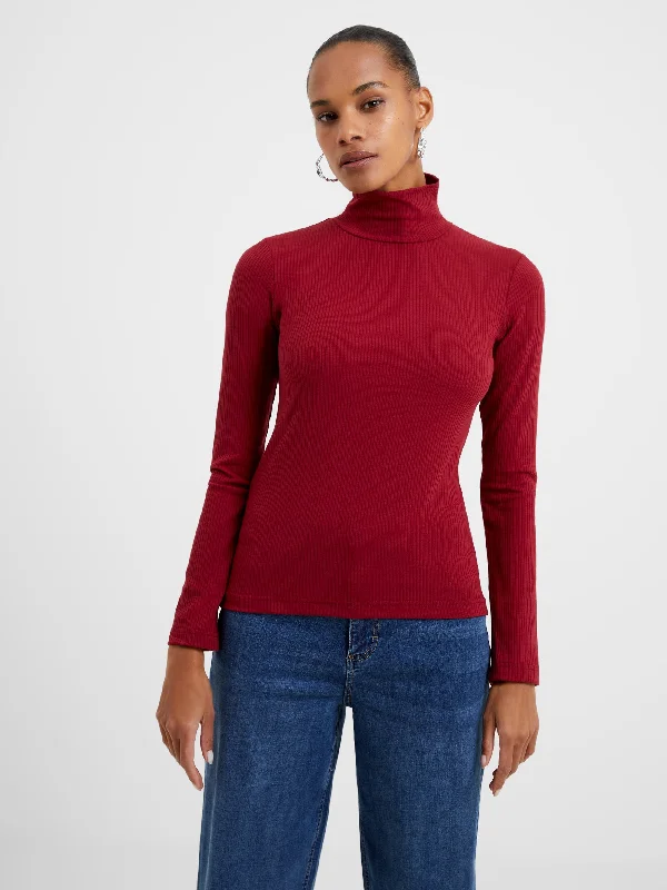 Turtleneck Ribbed Long Sleeve Top Limited Time Offer