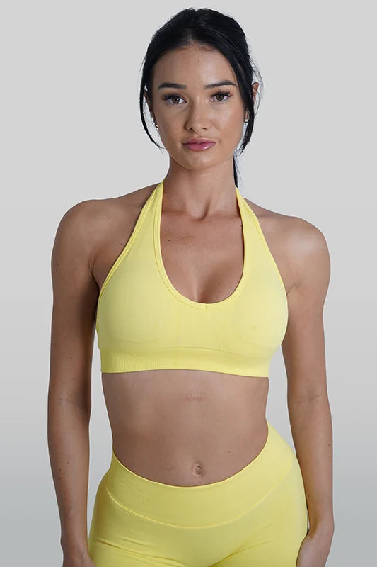 RECOIL HALTER CROP - YELLOW Innovate Your Wardrobe