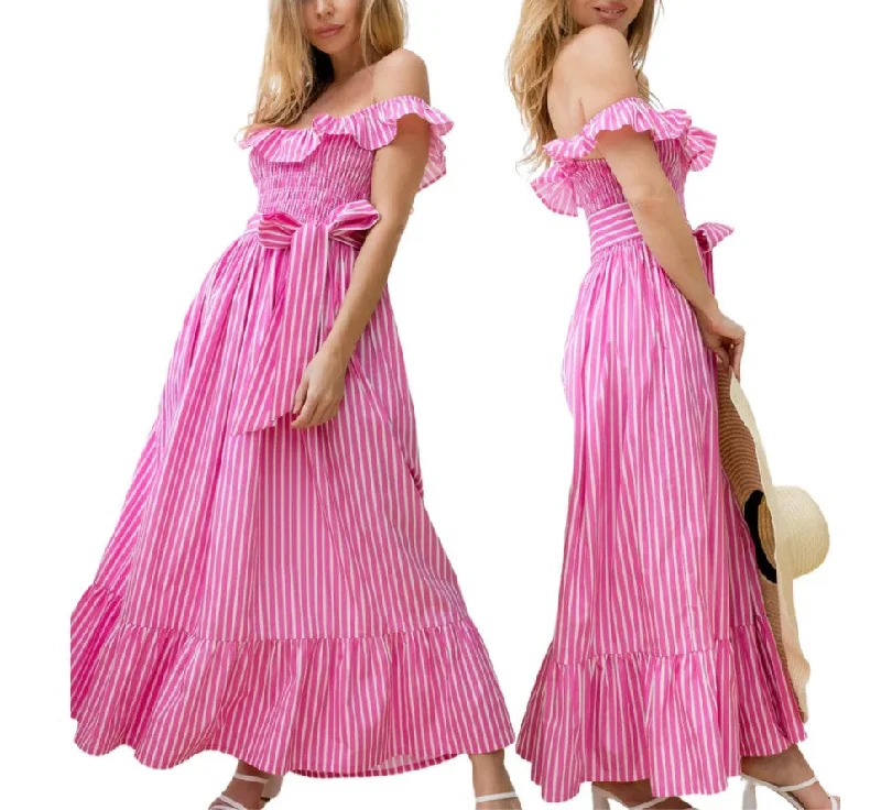 Pink maldives Ruffle dress Unleash Your Fashion