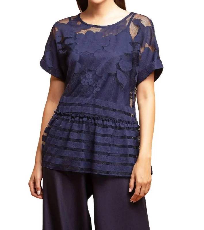 Peplum Top In Navy Lace Catch Every Fashion Trend