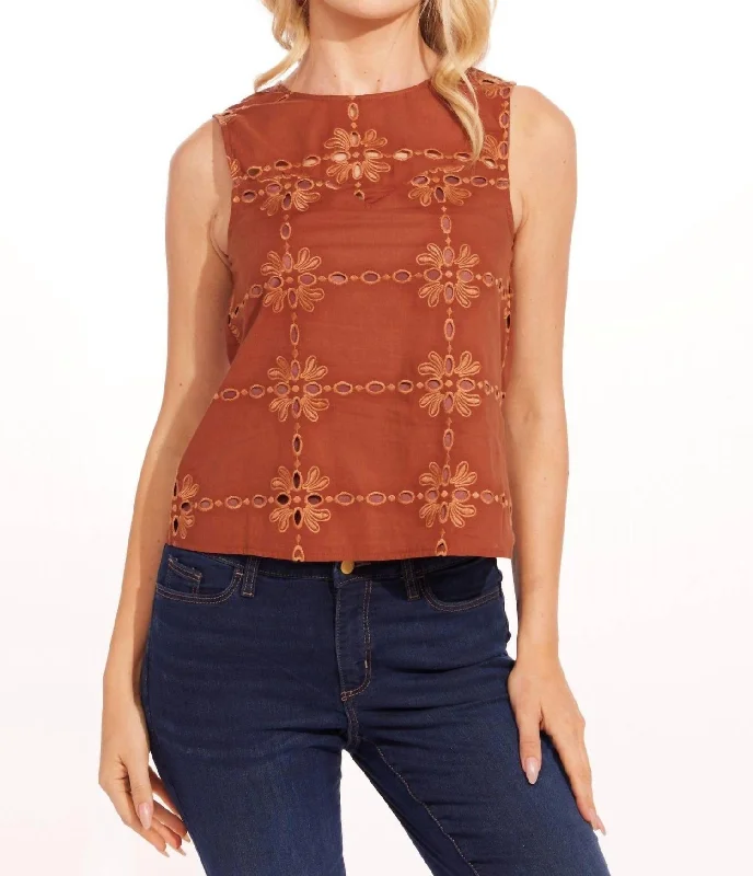 Carrie Cotton Eyelet Top In Sedona Dive Into Trendy Styles