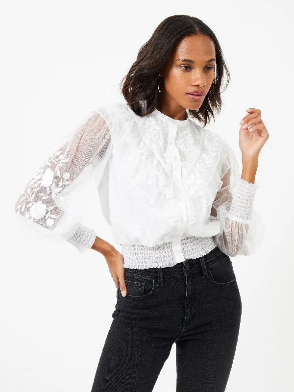 Abra Embroided Mesh Frill Top Limited Time Offer