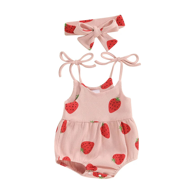 STRAWBERRY Waffle Knit Romper Elegant Contour