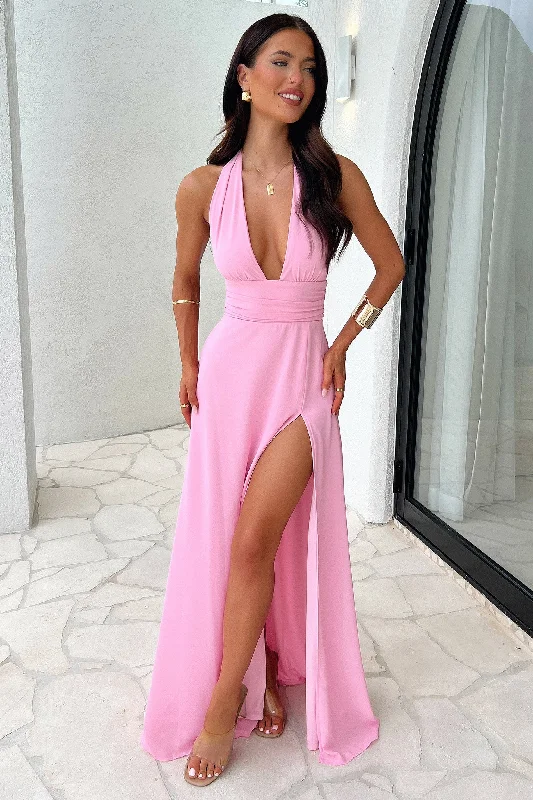 Elenor Halter Maxi Dress - Pink Chic Trends For The Fashion Savvy