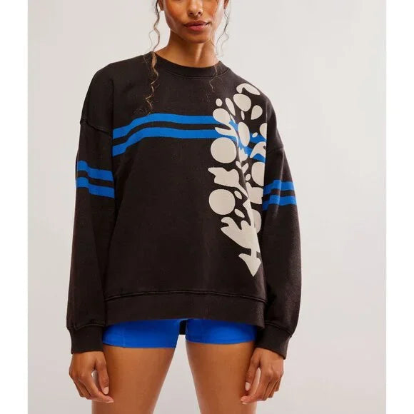 Free People All Star Buti Logo Pullover - BLACK/WHITE COMBO Trendy Styles