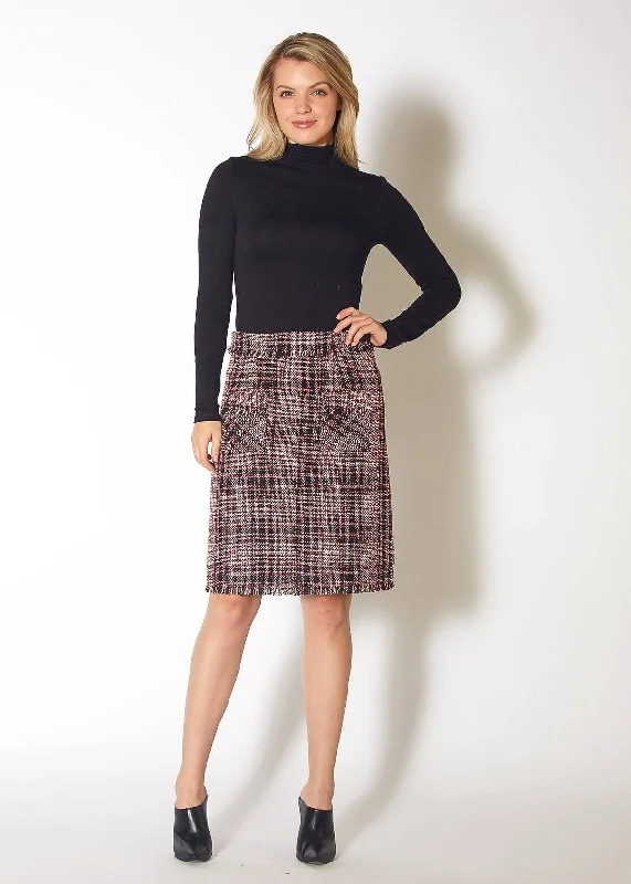 Women's Red Tweed High Rise Pencil Skirt in Red Black Tweed Hot Brand Discounts