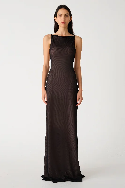 Misha Nina Mesh Gown - Black Seize Bargains