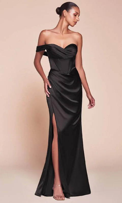 Ladivine 7448 - One Shoulder Satin Long Gown Seasonal Sale