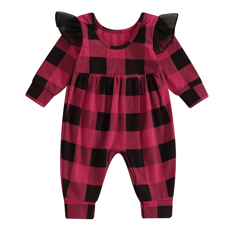 CAROLINE Plaid Ruffle Jumpsuit Discounts On Casual Weekend Styles