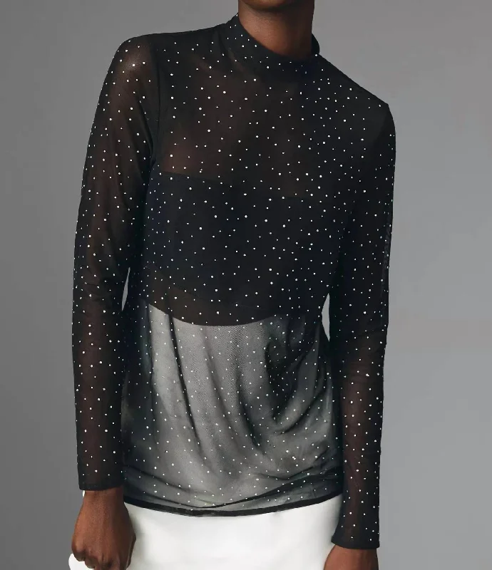 Starlight Long-Sleeve Sheer Tunic In Black Fashion Sale