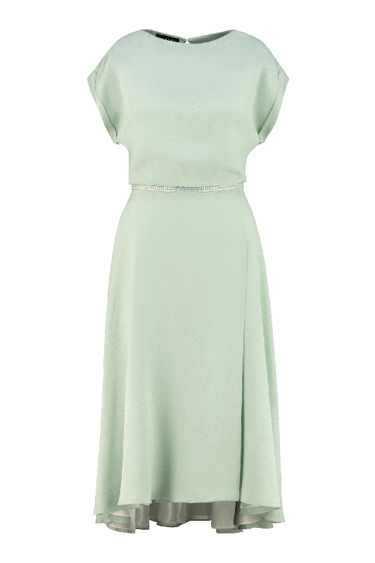 LEIBNITZIA MINT GREEN SILK DRESS WITH THE BELT Trendy Fashion For Women