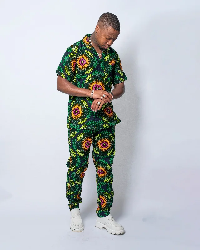 Ben Ankara Men Shirt | Green African Print Limited Stock, Big Discounts