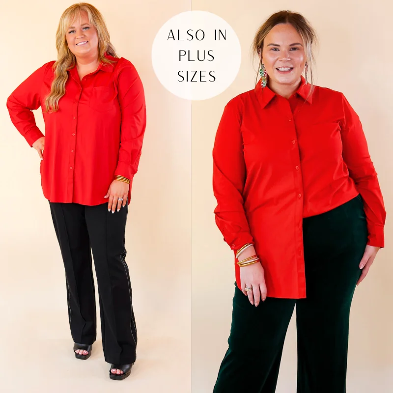 Lyssé | Schiffer Button Down Dress Shirt in Red Elegant Clothing