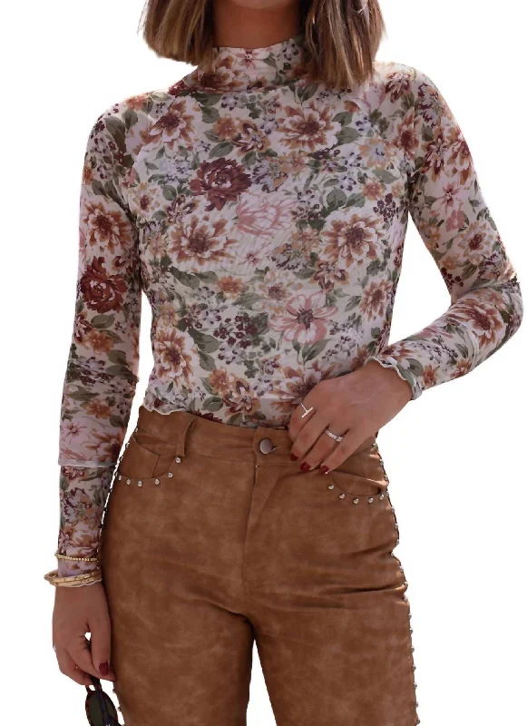 Mesh Floral Top In Cream Stupidly Low Prices