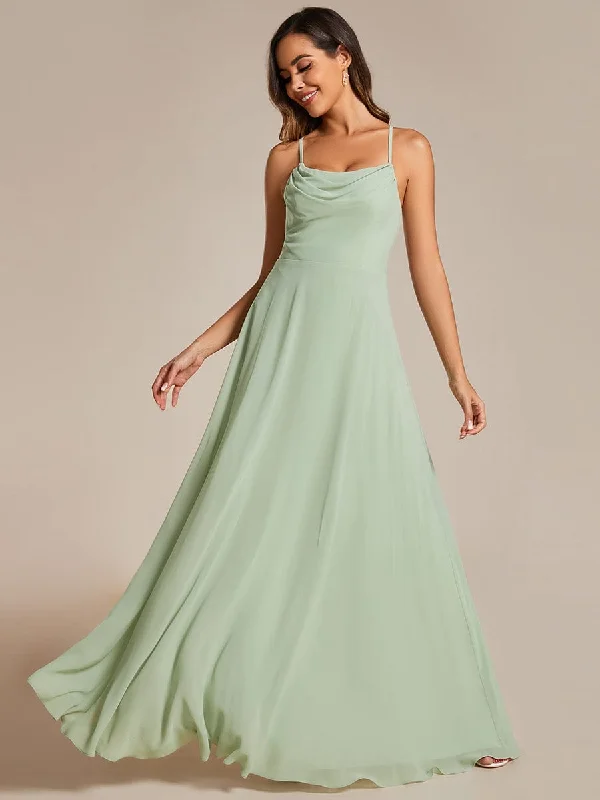 Flowy Back Criss-Cross Swing Collar Sleeveless A-Line Bridesmaid Dress Sale Event, Prices Rock