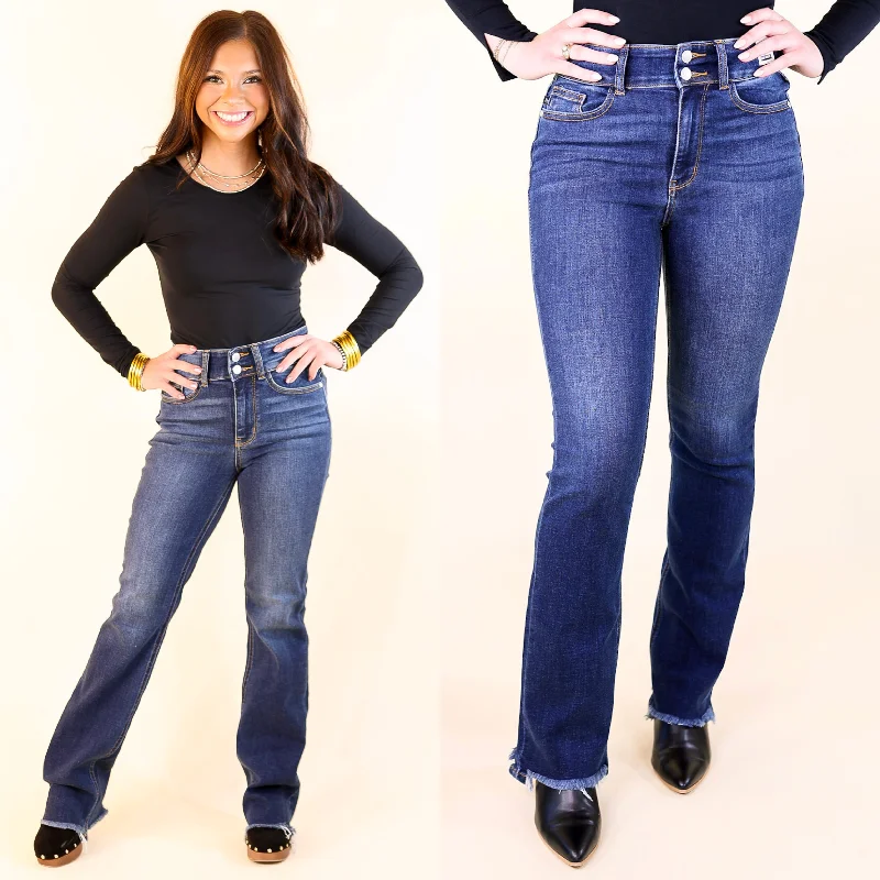 Judy Blue | A New Me Double Button Bootcut Jeans in Dark Wash The Latest Fashion Trends