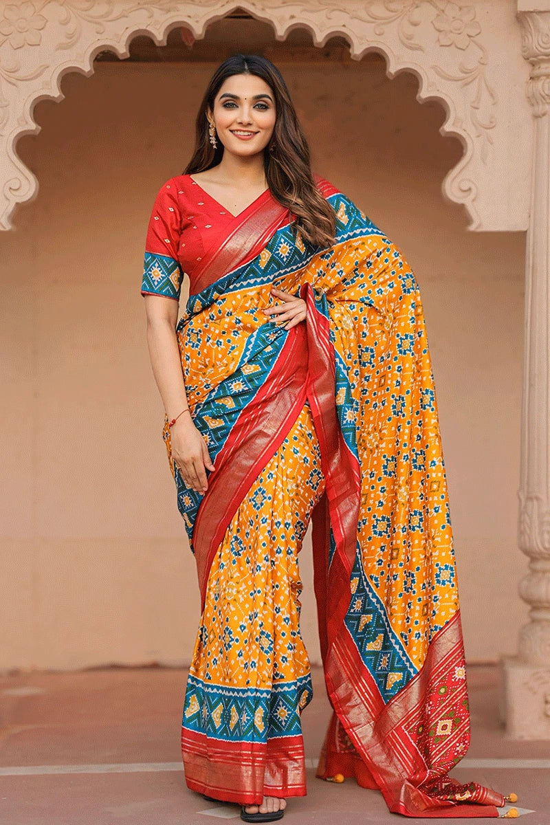 Prachi Solanki Golden Colour Designer Saree For Wedding Stylish Statements