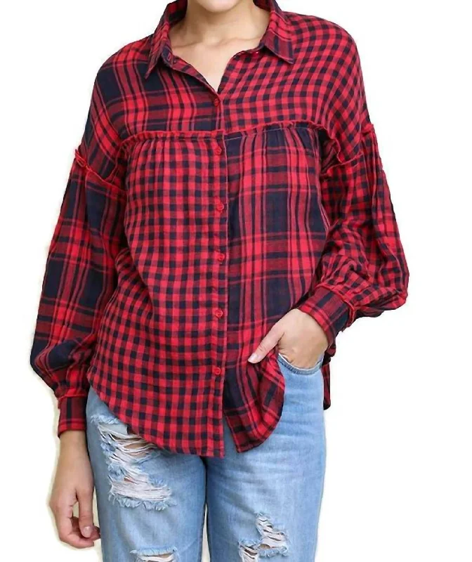 Plaid & Checkered Button Up Top Big Discounts