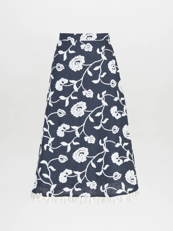 Bianca Skirt Navy Embroidered Gorgeous Glamour Collection