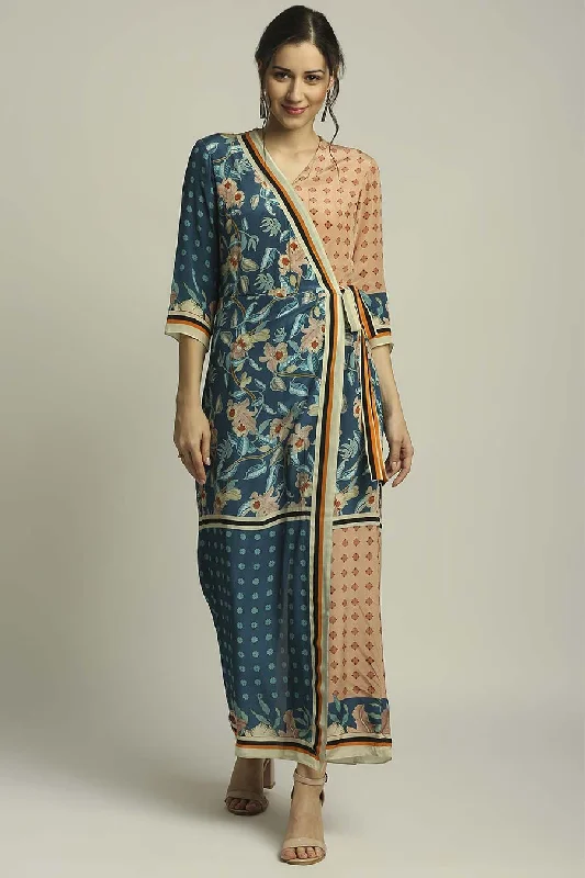 Peach & Blue Printed Paneled Jumpsuit Budget Friendly