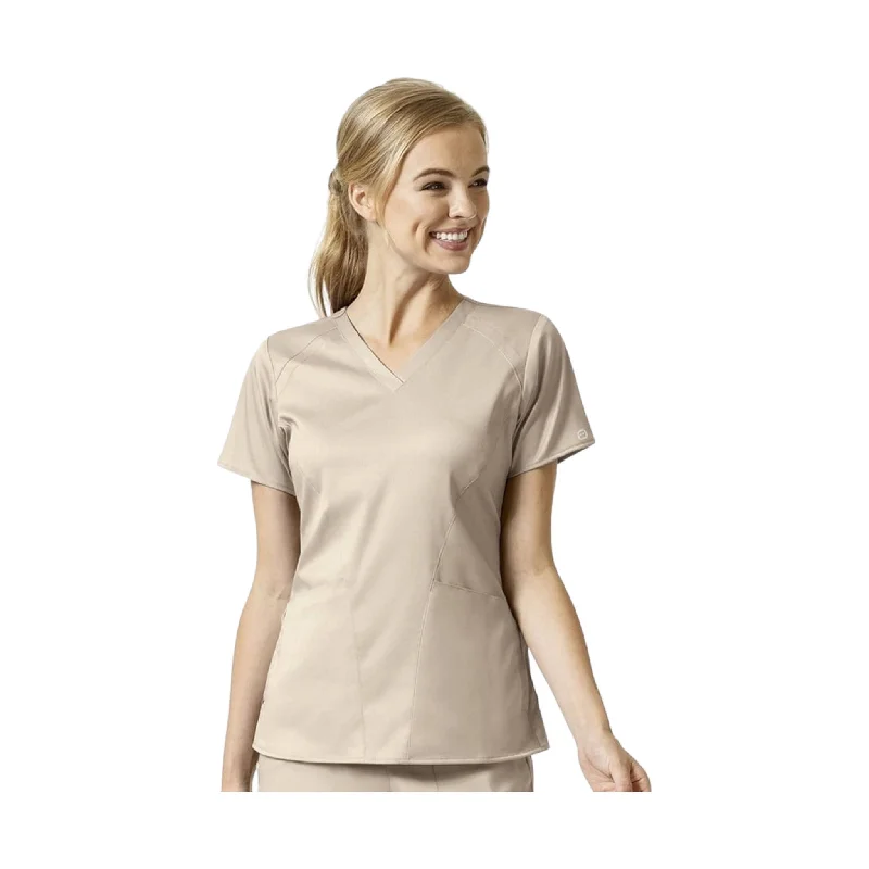 WonderWink Women's 4 Pocket V Neck Scrub Top - Khaki Unleash Your Trend Driven Style