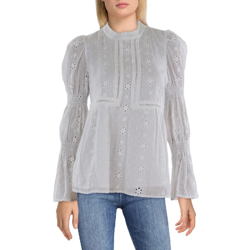 Womens Cotton Puff Sleeve Peasant Top Fashion Sale