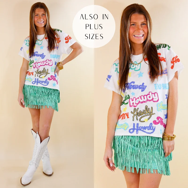 Queen Of Sparkles | Howdy Partner Sequin Howdy Top in White Break Fashion Norms