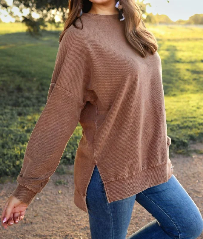 Alexis Corded Pullover Chocolate In Brown Artful Design