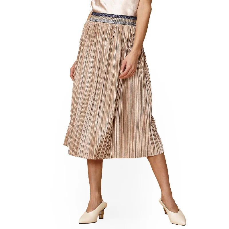 Women's Glitter Waistband Pleated Skirt in Champagne Feminine Flow