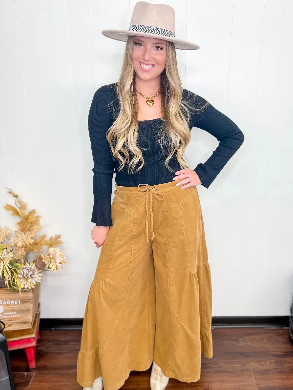 Cuddle Cord Flare Pants-Camel Discover Now