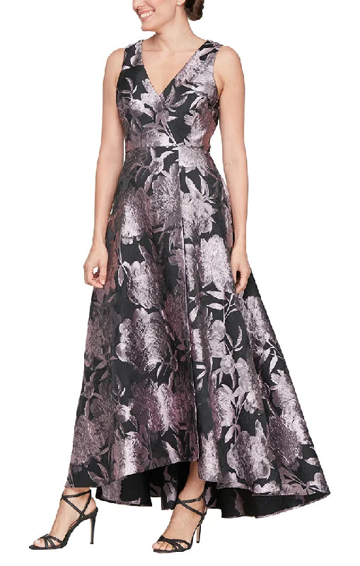 Printed Brocade Ballgown with High/Low Hem Summer Fashion