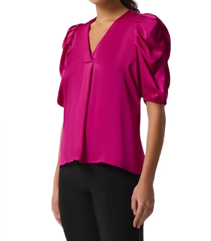 Puff Sleeve Satin Top In Opulence Unleash Your Fashion